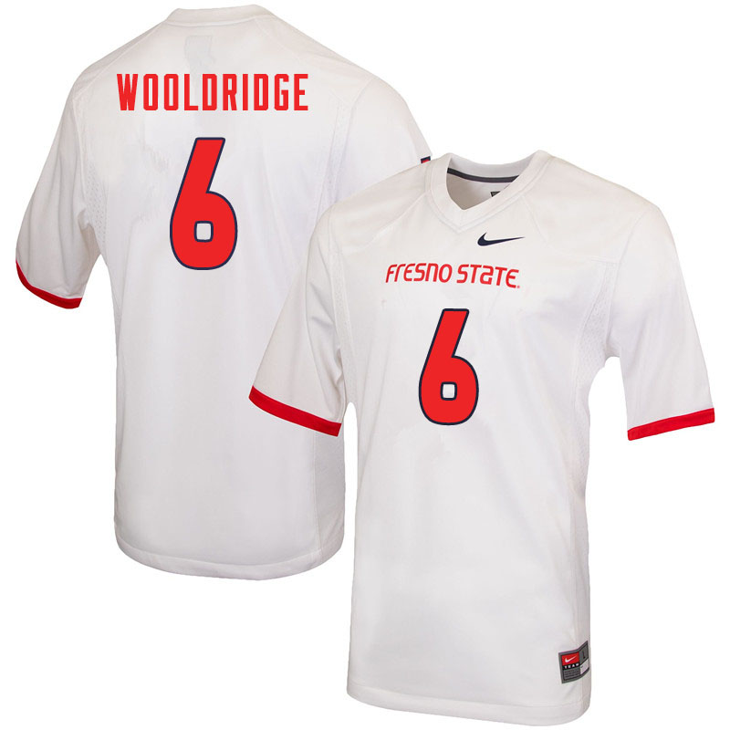 Men #6 Ben Wooldridge Fresno State Bulldogs College Football Jerseys Sale-White - Click Image to Close